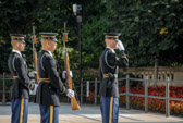 The two then march to the center of the mat where the duty sentinel stops his walk, and all three men salute the Tomb.