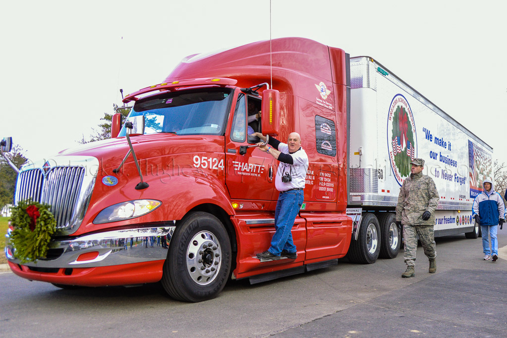 That's Gold Star Grand Father James E. Troutt on the Big Red 'Hartt' truck dedicated to his grandson  Spc. Dustin J. Harris  KIA 4/6/2006 Bayji, Iraq. Our Mighty Paratrooper
