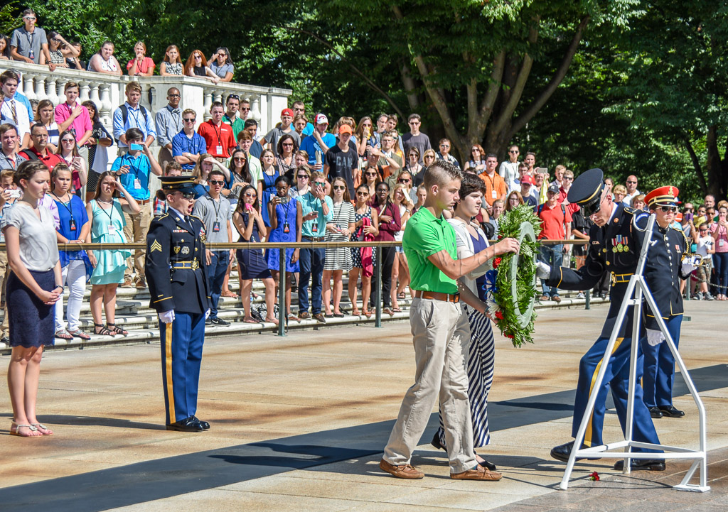 Public Wreath Ceremonies are ceremonies conducted at the Tomb of the Unknown Soldier. Public Wreath Ceremonies are limited to one per group per day with a maximum of four participants in the ceremony. The wreath for the ceremony is provided by the participants.