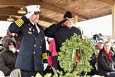 Terry Jester, President Delaware State Fire Chiefs Association presents their wreath.