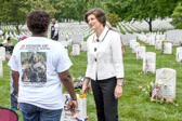 Gold Star Mom Paula Davis speaking with Arlington Cemetery Superintendent Katharine Kelley