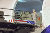 The transfer case containing the remains of  Pfc. Brandon A. Owens