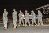 Each week, a squad of Soldiers from the 3rd U.S. Infantry Regiment (The Old Guard) is set aside from the typical ceremonial tasking to take upon itself a most difficult honor. These Soldiers are on call, 24 hours a day, weekday or weekend, to receive the remains of America's fallen heroes at Dover Air Force Base in Dover, DE. The Soldiers fly to Dover in Blackhawk helicopters, wearing the ACU is much more practical than wearing the ceremonial blues uniform the Soldiers wear when rendering final honors in Arlington National Cemetery.