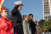 Lt. Col. Glenn Guenther, USMC I-I 3rd Battalion, 14th Marines salutes during playing of our National Anthum.