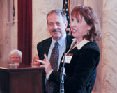 Diane Carlson Evans introducing Jan C. Scruggs, founder and president of the Vietnam Veterans Memorial Fund.