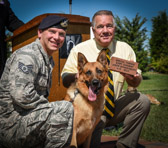 Spangenberg deployed to Afghanistan from March to August 2013, with his dog, "Rico." Together, they supported Army Special Operations forces in more than 100 combat missions. The pair also discovered more than 100 pounds of explosives in a four month period and the airman also taught more than 300 Afghan policeman on counter improvised explosive device tactics and techniques. Spangenberg was the only airman deployed with the Army special forces troops.
