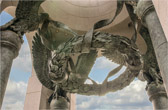 Four American eagles hold a suspended laurel wreath in the Baldacchino sculpture.