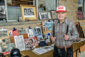 WW II Veteran Nate Strauss with his annual Memorial Day memorabilia weekend display in Wilmington, DE