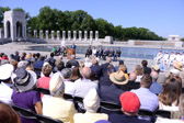 Nearly 59 years after the end of World War II, the National World War II Memorial was dedicated in Washington, DC, on Saturday, May 29, 2004.<br /><br />The dedication of the Memorial was the culmination of an 11-year effort that started when the Memorial was authorized by Congress on May 25, 1993. Construction began September 4, 2001, after several years of fund raising and public hearings. The Memorial opened to the public on April 29, 2004.