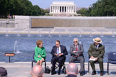 The first step in establishing the Memorial was the selection of an appropriate site. Congress provided legislative authority for siting the Memorial in the prime area of the national capital, known as Area I, which includes the National Mall. The National Park Service (NPS), the Commission of Fine Arts, and the National Capital Planning Commission approved selection of the Rainbow Pool site at the east end of the Reflecting Pool between the Lincoln Memorial and the Washington Monument. President Clinton dedicated the Memorial site during a formal ceremony on Veterans Day 1995.