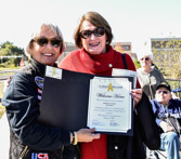 Rosely Robinson of A Hero’s Welcome of Delaware presents a certificate of appreciate to Vietnam Nurse Marsha Four, Vietnam Veterans of America Vice President for your service and sacriface and dedication to the preservation of our freedom.  We are pleased to recognize you as an American Hero.