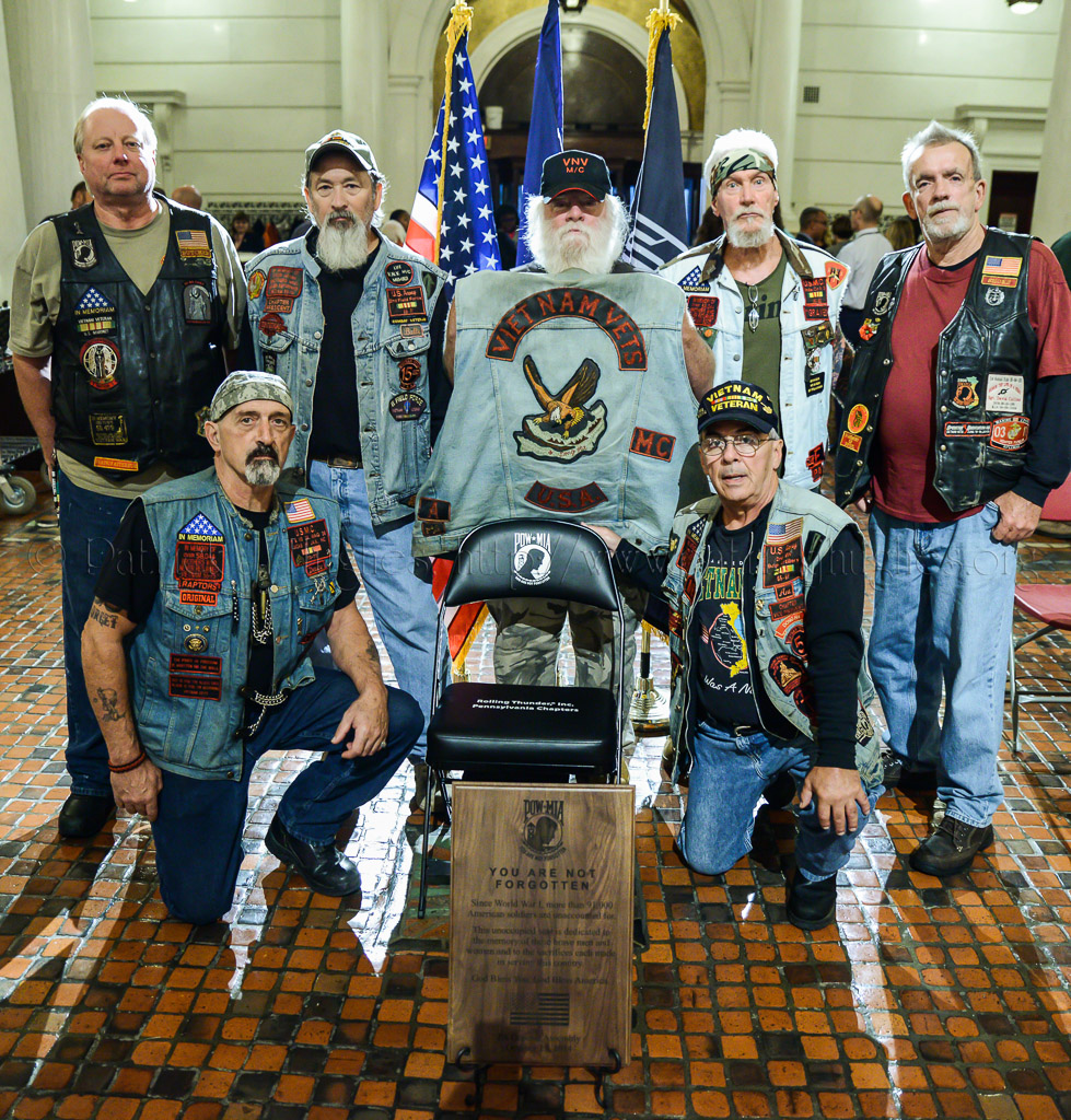 Members of the VNV M/C and Leathernecks M/C came to Harrisburg for this National POW-MIA Chair of Honor  dedication.