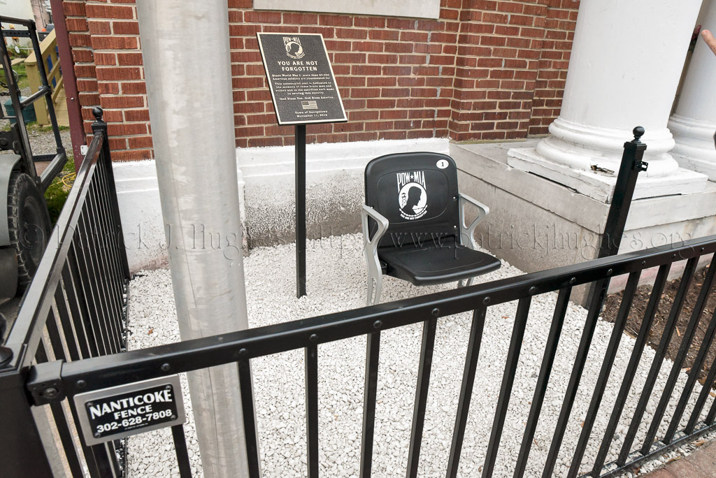 Specials thanks to the Nanticoke Fence Company for providing the fencing for the Town of Georgetown's “One Empty Seat” the POW-MIA National Chair of Honor.