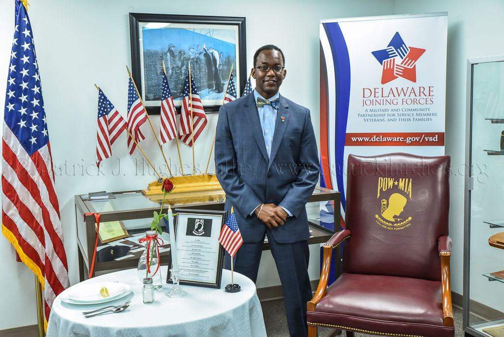 Hosted by Larence W. Kirby, M.A., M.Ed., Executive Director of Delaware Commission of Veterans Affairs (USAF Retired)  Bronze Star dedicated their POW-MIA National Chair of Honor on May 17, 2016.
