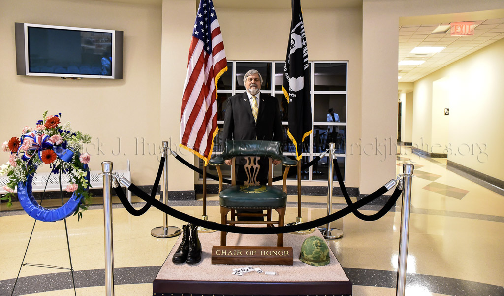 Alan Angel, a Veteran and Joyce 'Angel' Procter were instrumental in the placing of a Chair of Honor at Levy Court, Kent County Administration Building on May 24, 2016.