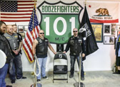 On August 26, 2017 at Chapter 101 Boozefighters Motor Cycle Clubhouse located at 16555 Sierra Hwy. Canyon Country, CA  members David St Peter U.S.M.C. Vietnam Vet and Curtis Webster U.S.M.C. unveiled their  POW/MIA Chair of Honor.