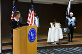 November 6, 2017 at the University of Delaware, Trabant University Center Lounge, Newark, DE.  Major Brian Babcock-Lumish spoke about the meaning of the “missing Man table” and leaving “One Empty Seat” aka POW/MIA National Chair of Honor.