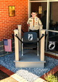 The placement of this Chair of Honor at DMA, Delaware Military Academy was through the  work and efforts of Cadet Evan Fallon as part oh his Eagle Scout project.