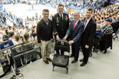 At Villanova's new Finneran Pavilion the 2018 NCAA College Basketball Champions opened  there season November 6, 2018 against  Morgan State. <br /><br />During the second  time out they unveiled their POW/MIA National Chair of Honor in Section 207. <br /><br />Unveiling Villanova's “One Empty Seat” the POW/MIA National Chair of Honor   L – R:  Jay Galeota Honorary Commander Air Force, Michael Repasky Major Army, Kenneth DeTreux Colonel (retired) Marines and Mark Handley Rear Admiral (retired) Navy.