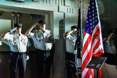 Vietnam Veterans of American Valley Forge Chapter 349 salutes our flag as Taps is played during Arcola Intermediate School ~ Methacton School District Chair of Honor Dedication on February 8, 2019.