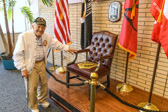 Former World War II TSgt. Vince Pale whose plane (453 Bomber Group) was shot down, the only survivor and captured becoming a POW for fourteen (14) months in Stalag 17 told of what special meaning this Chair of Honor has for him.