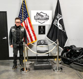 Actor Robert Patrick, owner of Harley-Davidson Of Santa Clarita, CA  was the man behind this special way of honoring our "still missing" over 82,000 American service personal.<br /><br /><br />https://youtu.be/t-WoLFM3lrc