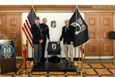 September 21, 2021 a POW/MIA Chair Of Honor dedication took place at the Springfield Township Building, 50 Powell Road, Springfield, PA  19064.<br /><br />Unveiling this meaningful memorial were Richard Debany, Post Commander, Springfield American Legion Post 227, Springfield Township Police Chief Joseph J. Daly (USMC Vietnam) and guest speaker Ralph W. Galati, Captain, U.S.A.F., former Vietnam POW,  Shot Down: 2/16/1972, Released: 3/28/1973.