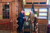 Re-dedication of the POW/MIA National Chair of Honor to its permanent home, the Rosemont College Gertrude Kistler Memorial Library, Friday, April 21, 2023..<br /><br />Jim Cawley, President Rosemont College along with Captain Ralph W. Galati, U.S.A.F., Former POW-Vietnam War helped to unveil this meaningful memorial.
