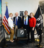 On POW/MIA Recognition Day, Friday, September 15, 2023 at Rothman Orthopaedics Innovation Tower - waiting room area 265 E. Rollins Street, Suite 11000 (11th floor) Orlando, FL  32804 this Chair Of Honor was unveiled.
