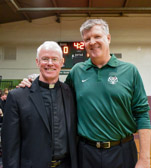 Fr. John Ames, Dean of the School of Theological Studies at St. Charles Seminary and  Bonner-Prendie Basketball Head Coach Jack Concannon.