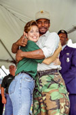 Stand Down participant gets a hug from Miss America 2000.<br />Philadelphia Stand Down is an all Volunteer | Not For Profit Organization.  <br />Your contribution is 100% tax deductible. For Information about how to help please contact The Philadelphia Veterans Multi-Service and Education Center, Inc.  610-923-8387