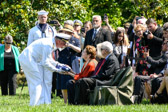 "On behalf of the President of the United States and the Chief of Naval Operations, please accept this flag as a symbol of our appreciation for your loved one's service to this Country and a grateful Navy."  "God bless you and this family, and God bless the United States of America."