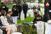 A felt bag containing casings from the rifle salute are presented to the family by MSGT. Richard McGinn