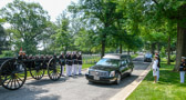 The casket will be removed from the hearse and placed, secured on the caisson