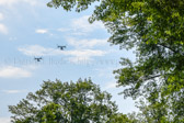 Marine Corps MV-22B Osprey fly over.