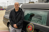 At BWI airport on 31 March 2022 third cousin Paul Rambo awaits the return home of Tarawa Marine Pvt. William E. Rambo