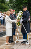 National President of the American Gold Star Mothers, Inc. Pattie Elliott assisted by her Son Brad Elliott presented a Wreath at the Tomb of the Unknown Soldier.