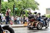 Master Gunnery Sergeant USMC (Ret) Johnny Herrmann returning salute to Staff Sergeant Tim Chambers ( the Saluting Marine )